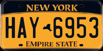 NY license plate HAY6953