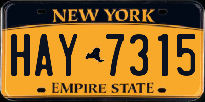 NY license plate HAY7315