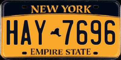 NY license plate HAY7696