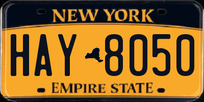 NY license plate HAY8050