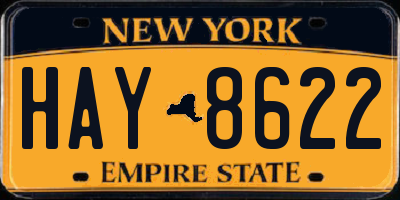 NY license plate HAY8622
