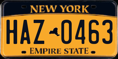NY license plate HAZ0463