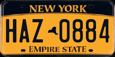 NY license plate HAZ0884