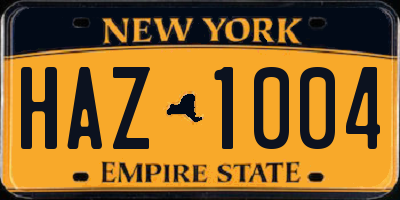 NY license plate HAZ1004