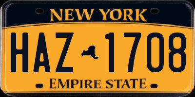 NY license plate HAZ1708