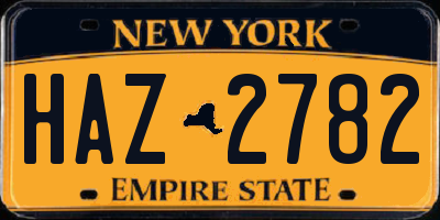 NY license plate HAZ2782
