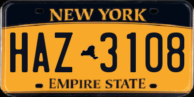 NY license plate HAZ3108