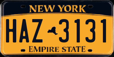 NY license plate HAZ3131
