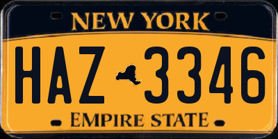 NY license plate HAZ3346