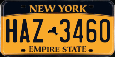 NY license plate HAZ3460
