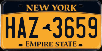 NY license plate HAZ3659