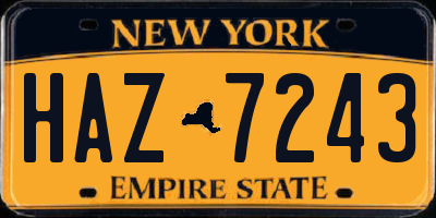 NY license plate HAZ7243