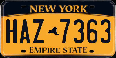 NY license plate HAZ7363