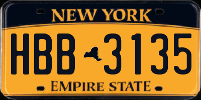 NY license plate HBB3135