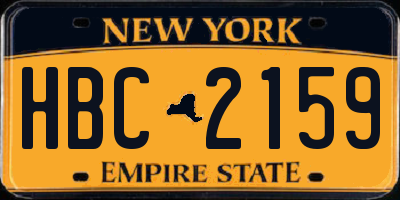 NY license plate HBC2159