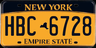 NY license plate HBC6728