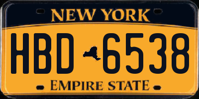 NY license plate HBD6538