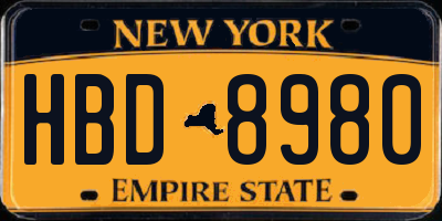 NY license plate HBD8980