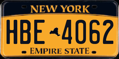 NY license plate HBE4062