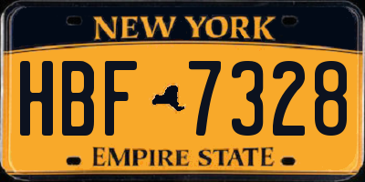 NY license plate HBF7328
