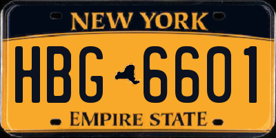 NY license plate HBG6601