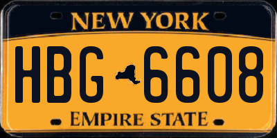 NY license plate HBG6608