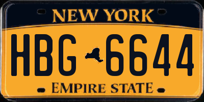 NY license plate HBG6644