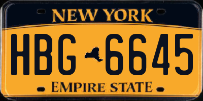 NY license plate HBG6645
