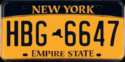 NY license plate HBG6647