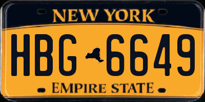 NY license plate HBG6649
