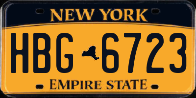 NY license plate HBG6723