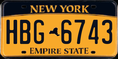 NY license plate HBG6743