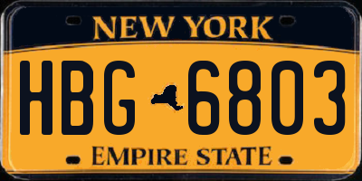 NY license plate HBG6803
