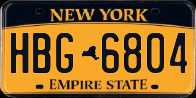NY license plate HBG6804