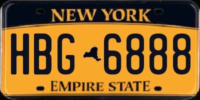 NY license plate HBG6888