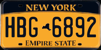 NY license plate HBG6892