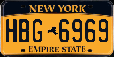 NY license plate HBG6969