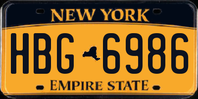 NY license plate HBG6986