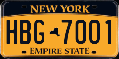 NY license plate HBG7001