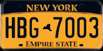 NY license plate HBG7003