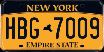 NY license plate HBG7009
