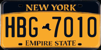 NY license plate HBG7010