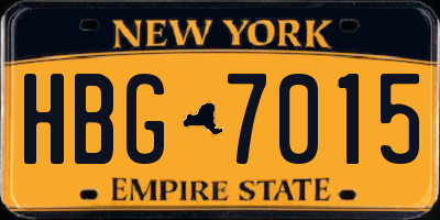 NY license plate HBG7015