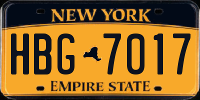 NY license plate HBG7017