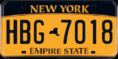 NY license plate HBG7018