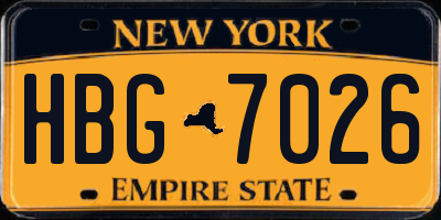 NY license plate HBG7026