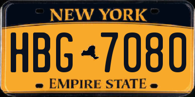 NY license plate HBG7080