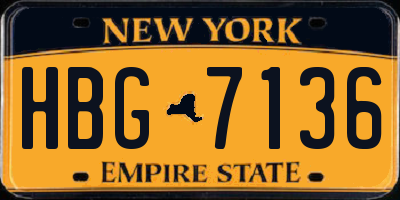 NY license plate HBG7136