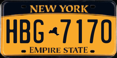 NY license plate HBG7170