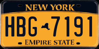 NY license plate HBG7191